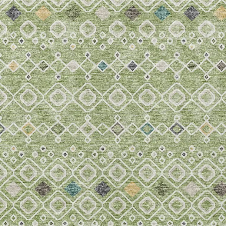 3' X 5' Sage Ivory And Teal Blue Southwestern Washable Indoor Outdoor Area Rug