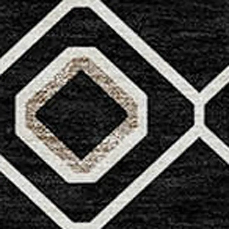10' X 14' Black Ivory And Blue Geometric Washable Indoor Outdoor Area Rug
