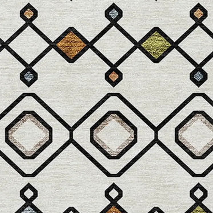 3' X 5' Ivory Red And Gray Geometric Washable Indoor Outdoor Area Rug