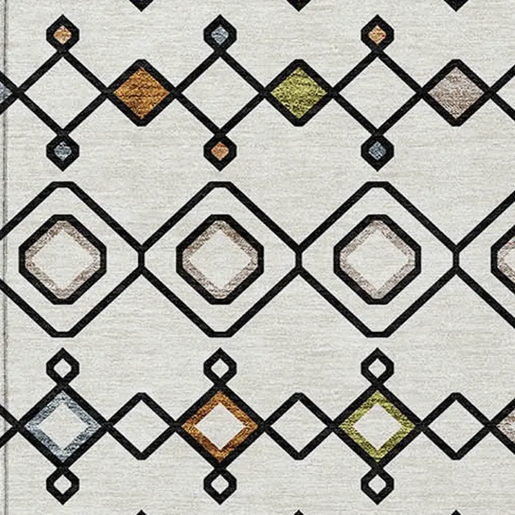 5' X 8' Ivory Red And Gray Geometric Washable Indoor Outdoor Area Rug