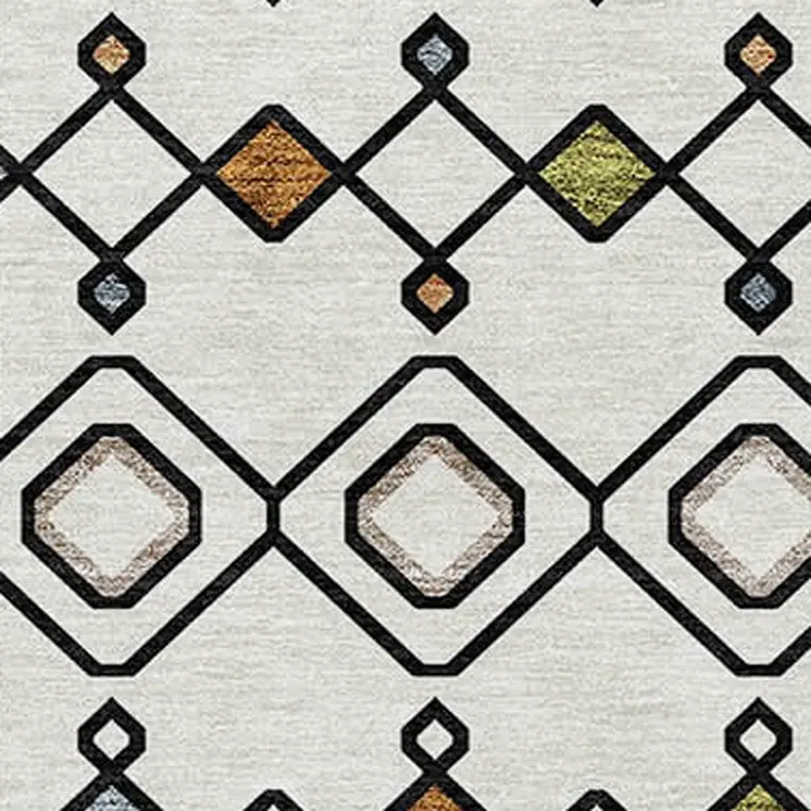 9' X 12' Ivory Red And Gray Geometric Washable Indoor Outdoor Area Rug