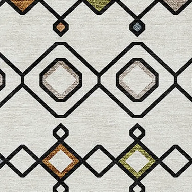10' X 14' Ivory Red And Gray Geometric Washable Indoor Outdoor Area Rug