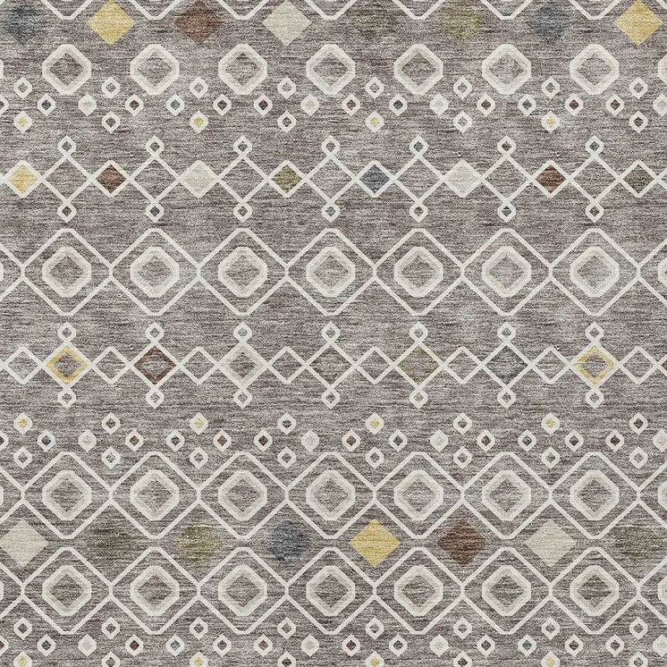 3' X 5' Taupe Gray And Gold Geometric Washable Indoor Outdoor Area Rug