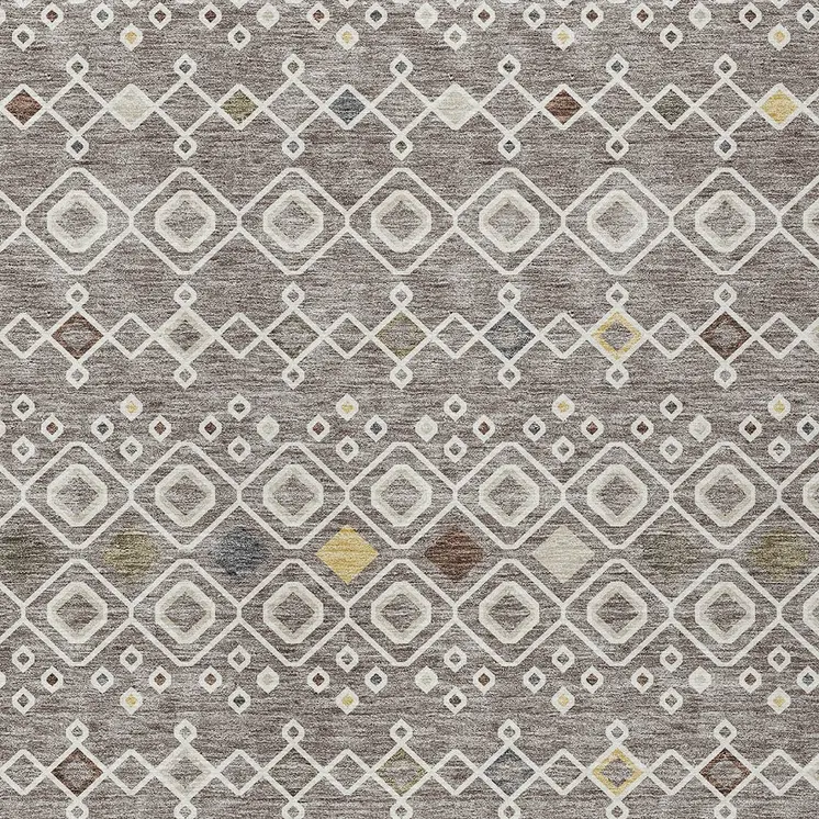 8' X 10' Taupe Gray And Gold Geometric Washable Indoor Outdoor Area Rug