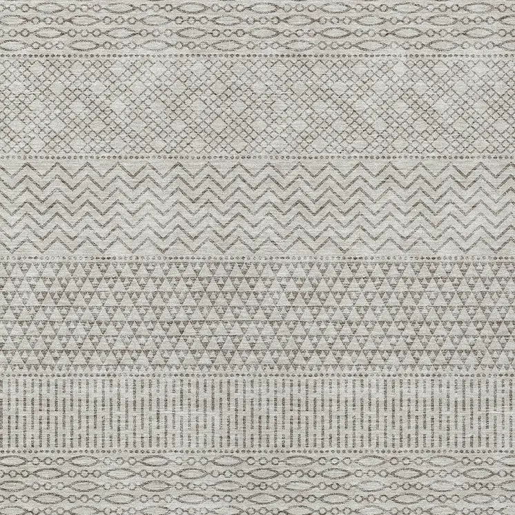 3' X 5' Beige And Ivory Chevron Washable Indoor Outdoor Area Rug