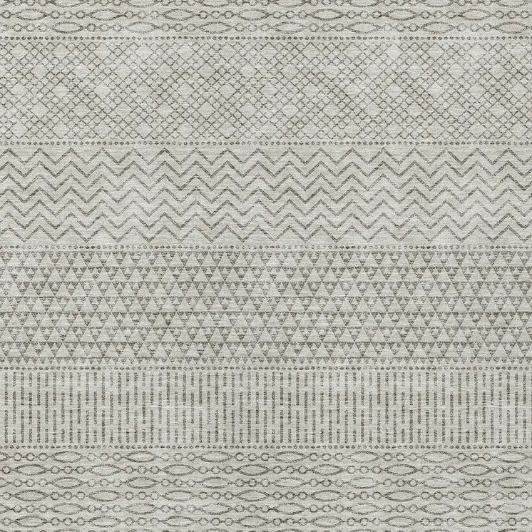 8' X 10' Beige And Ivory Chevron Washable Indoor Outdoor Area Rug