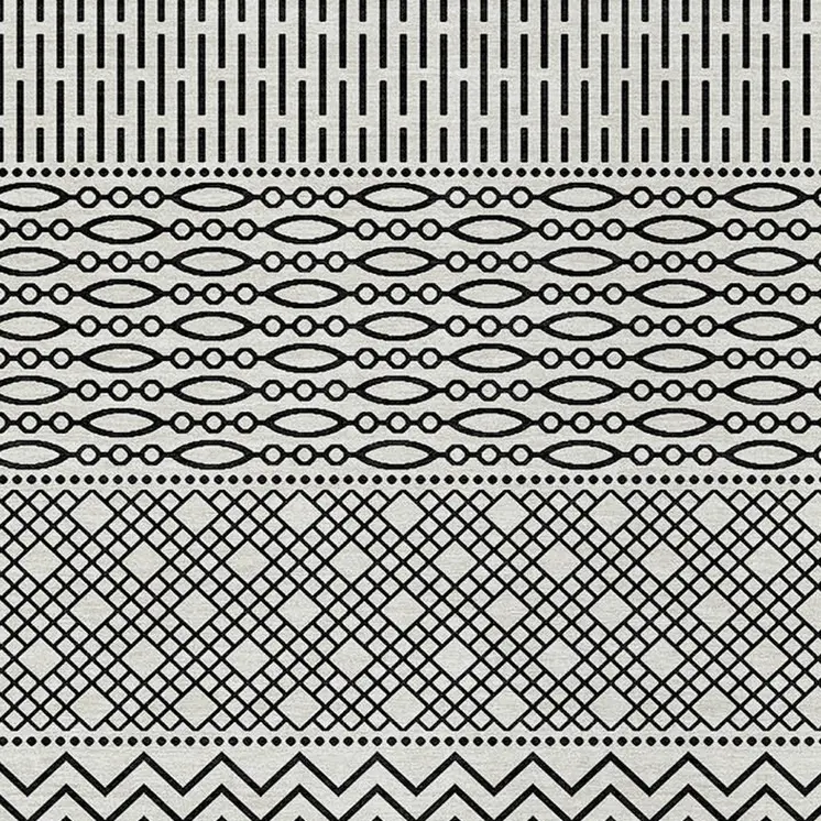 3' X 5' White And Black Chevron Washable Indoor Outdoor Area Rug