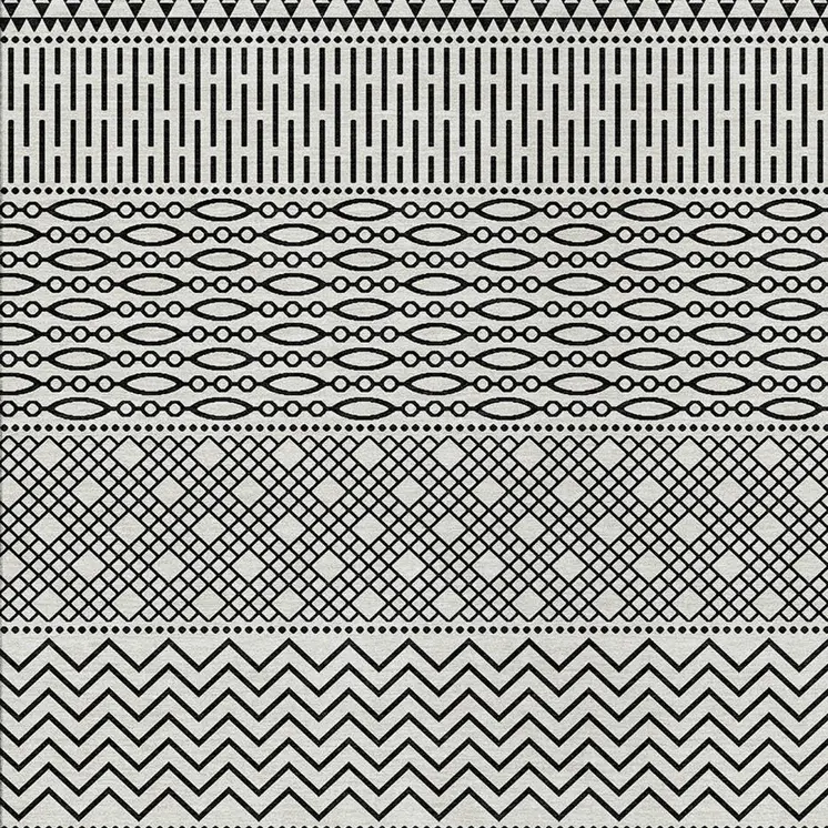 5' X 8' White And Black Chevron Washable Indoor Outdoor Area Rug