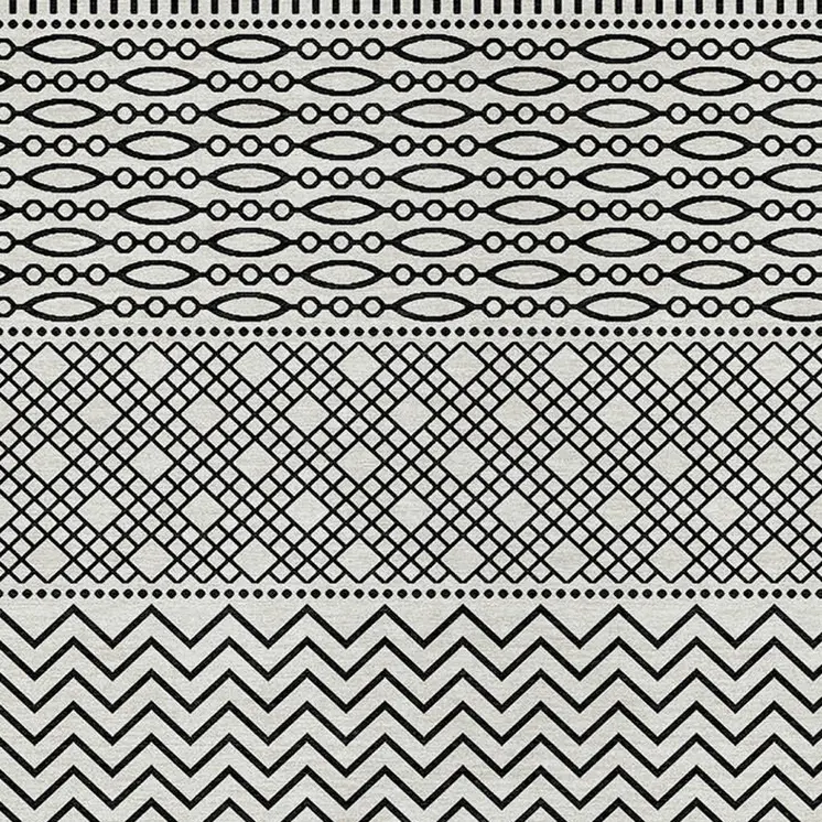 9' X 12' White And Black Chevron Washable Indoor Outdoor Area Rug