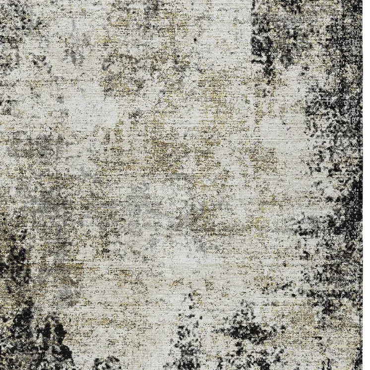 8' X 10' Black Ivory And Beige Abstract Washable Indoor Outdoor Area Rug