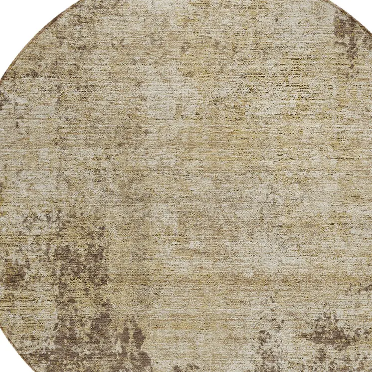 8' Brown And Beige Round Abstract Washable Indoor Outdoor Area Rug