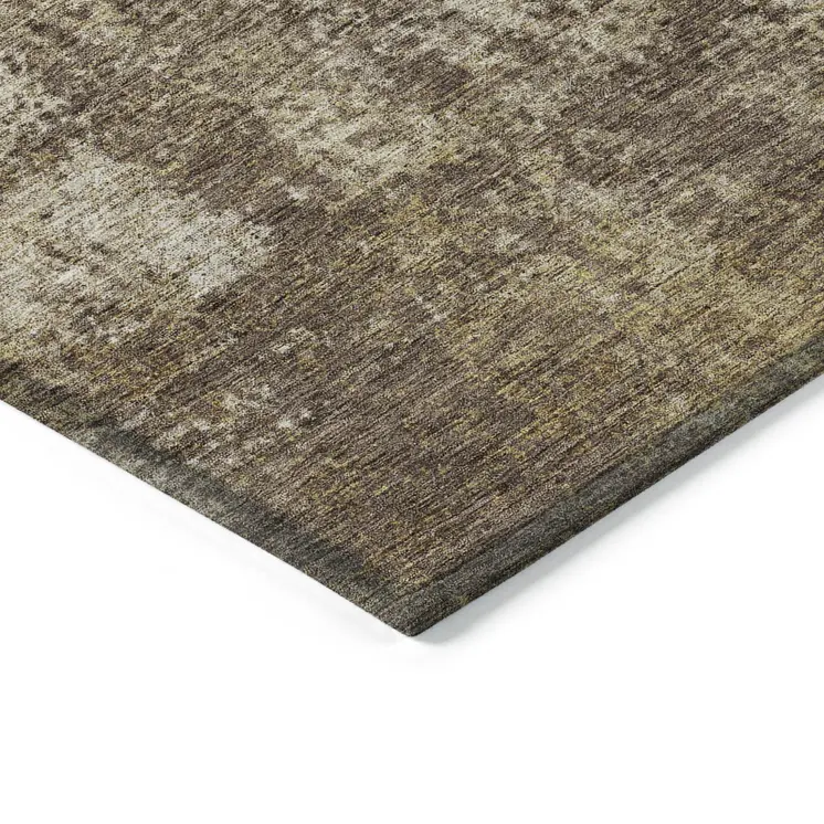 9' X 12' Brown And Beige Abstract Washable Indoor Outdoor Area Rug