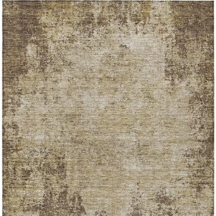 9' X 12' Brown And Beige Abstract Washable Indoor Outdoor Area Rug