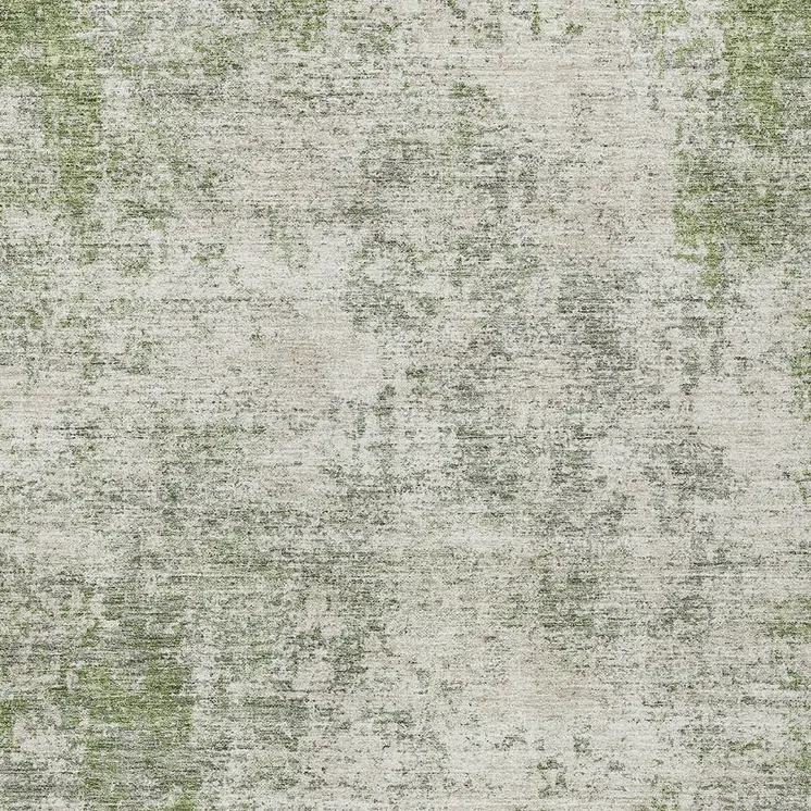 9' X 12' Green And Ivory Abstract Washable Indoor Outdoor Area Rug