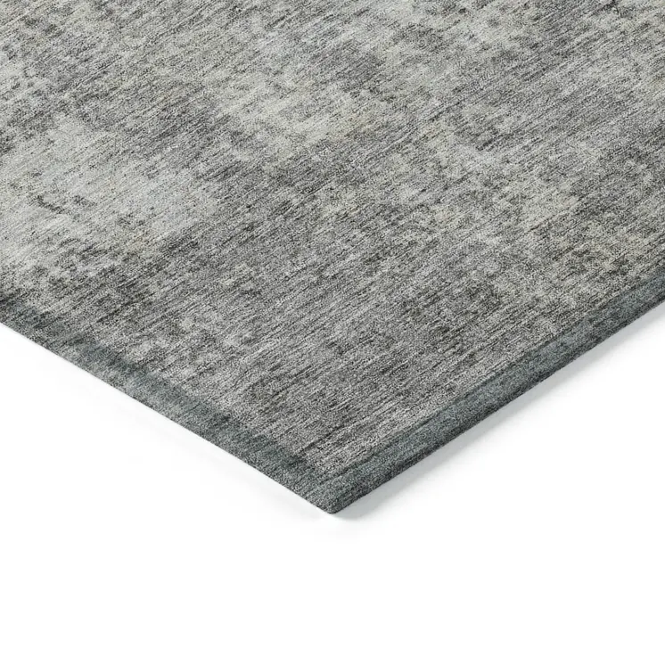 5' X 8' Gray And Ivory Abstract Washable Indoor Outdoor Area Rug
