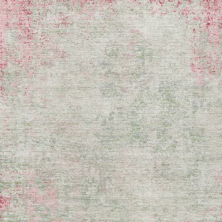 8' X 10' Pink And Ivory Abstract Washable Indoor Outdoor Area Rug