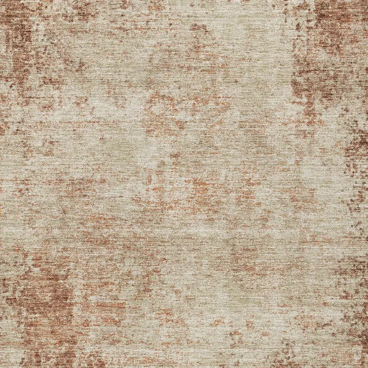 3' X 5' Orange And Beige Abstract Washable Indoor Outdoor Area Rug