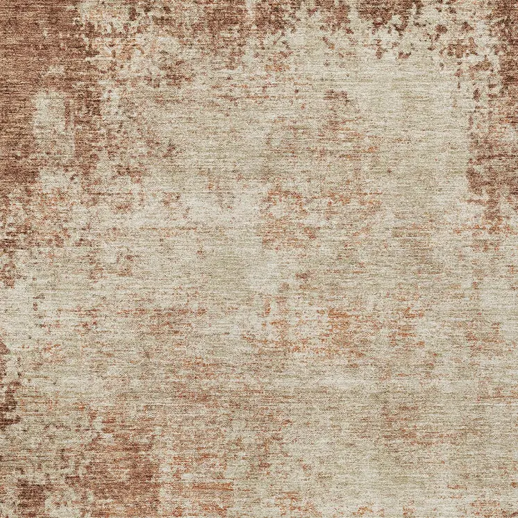 8' X 10' Orange And Beige Abstract Washable Indoor Outdoor Area Rug