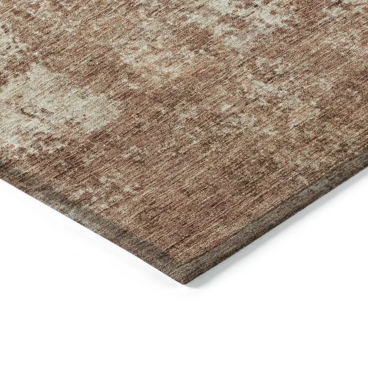 9' X 12' Orange And Beige Abstract Washable Indoor Outdoor Area Rug
