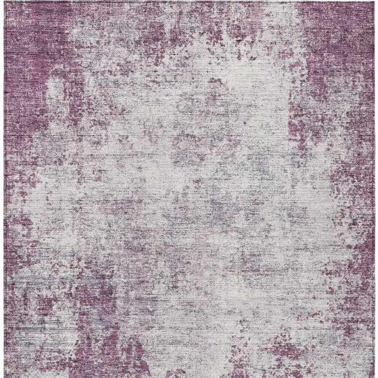 3' X 5' Plum And Ivory Abstract Washable Indoor Outdoor Area Rug