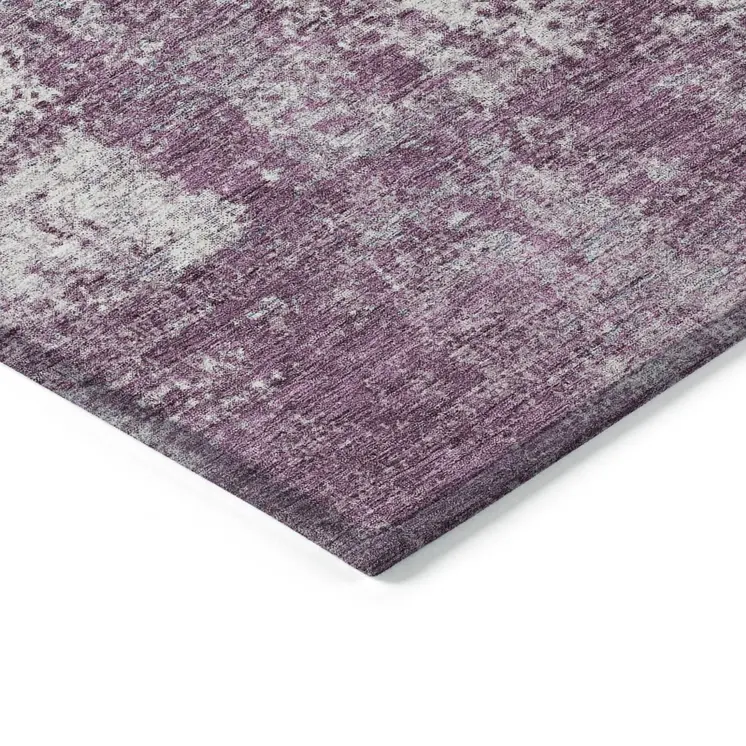 8' X 10' Plum And Ivory Abstract Washable Indoor Outdoor Area Rug