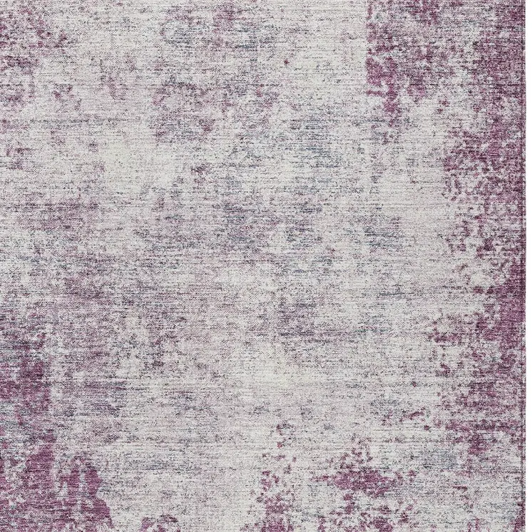 10' X 14' Plum And Ivory Abstract Washable Indoor Outdoor Area Rug