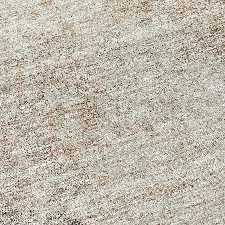 8' Taupe And Ivory Round Abstract Washable Indoor Outdoor Area Rug