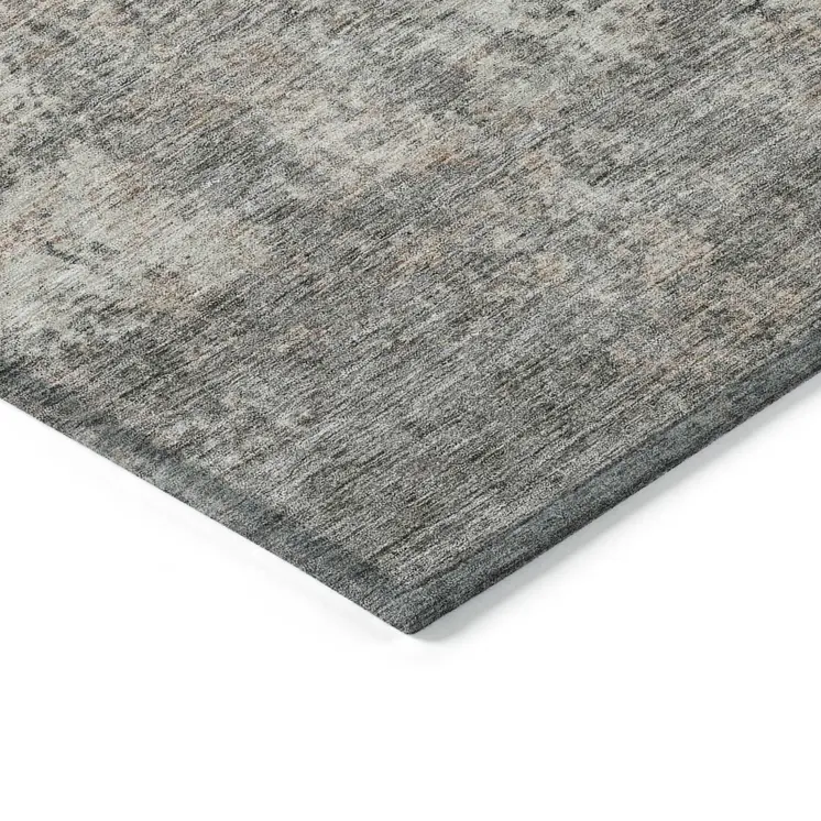 9' X 12' Taupe And Ivory Abstract Washable Indoor Outdoor Area Rug