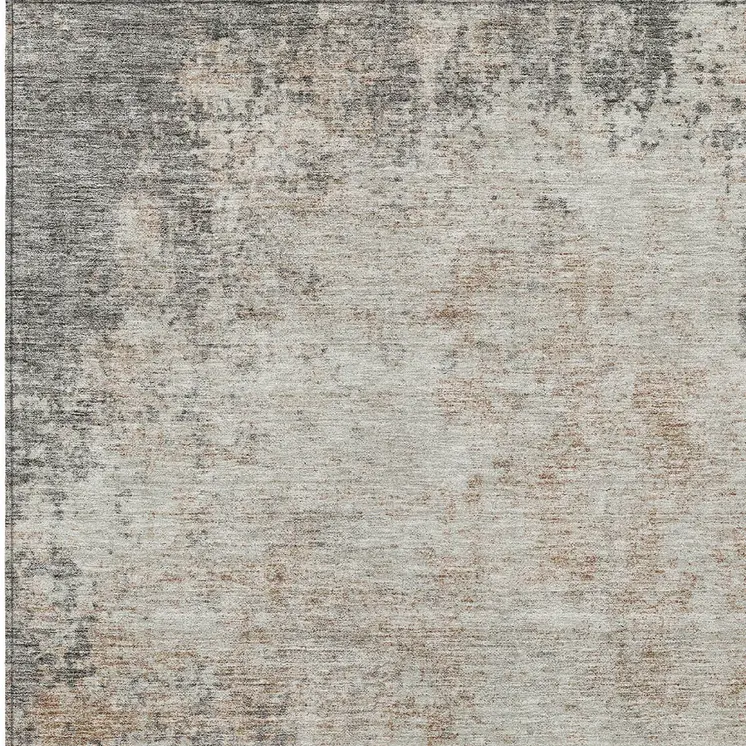 9' X 12' Taupe And Ivory Abstract Washable Indoor Outdoor Area Rug