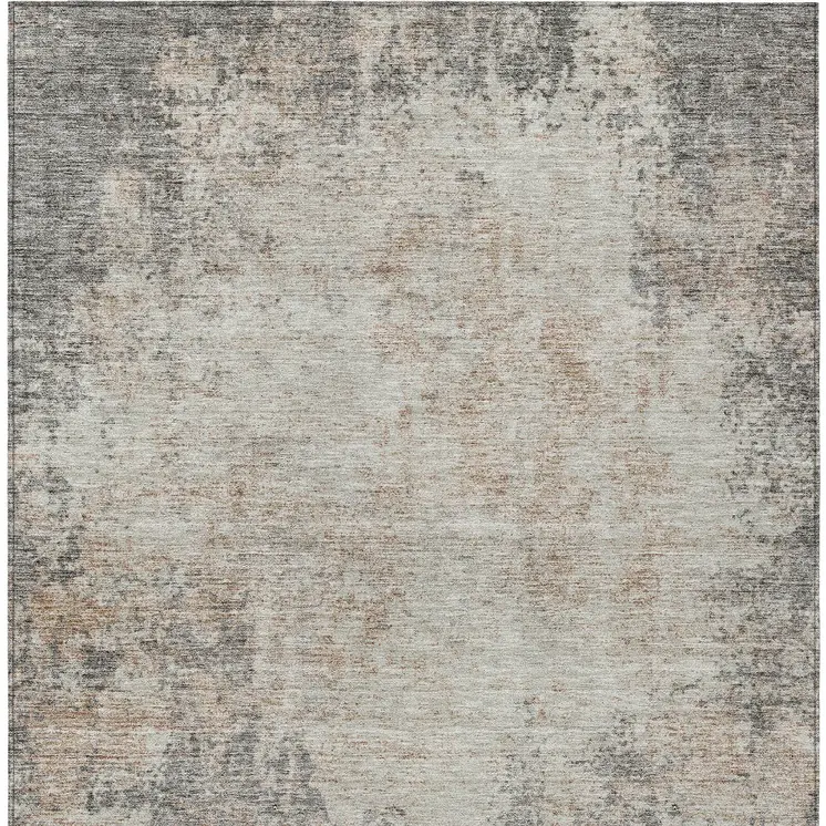 10' X 14' Taupe And Ivory Abstract Washable Indoor Outdoor Area Rug