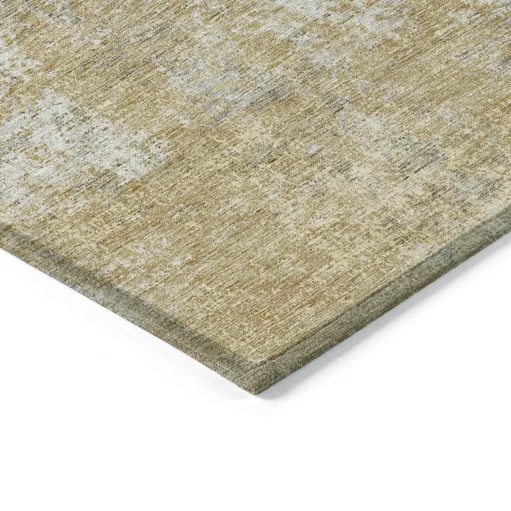 8' X 10' Wheat And Ivory Abstract Washable Indoor Outdoor Area Rug