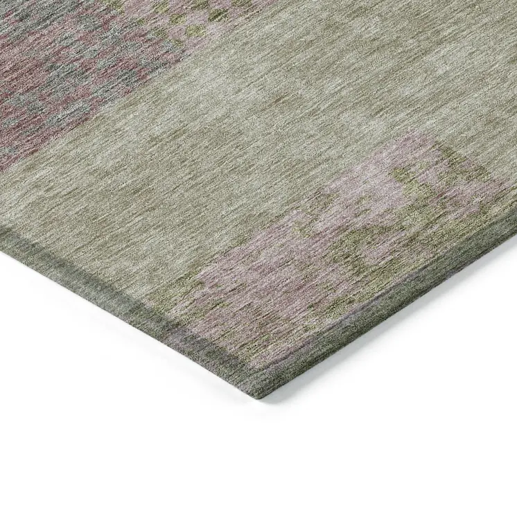 10' X 14' Green Purple And Pink Geometric Washable Indoor Outdoor Area Rug