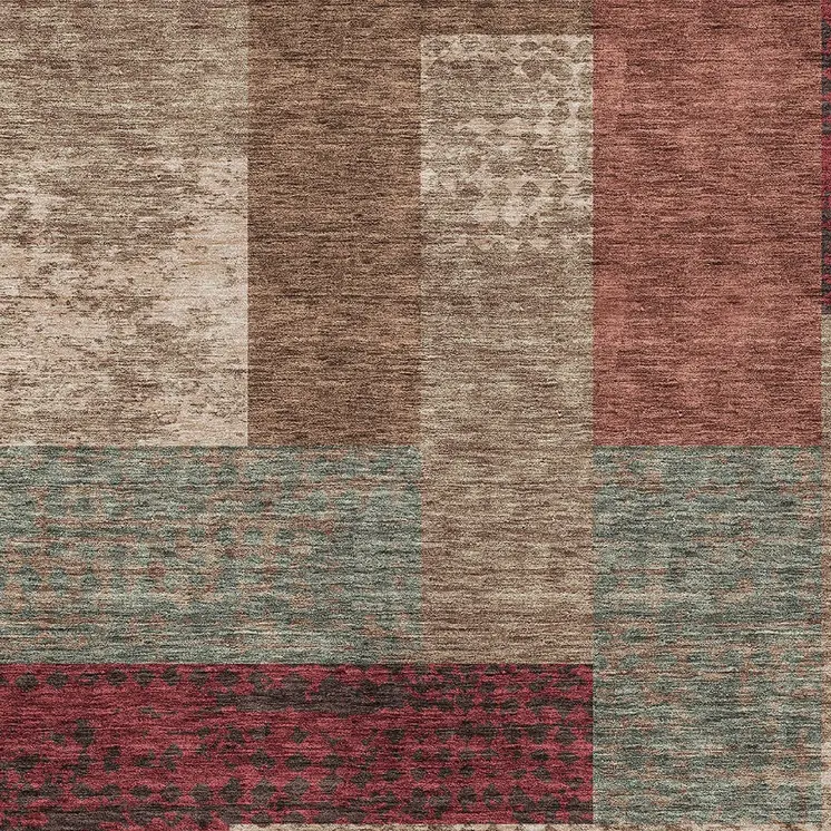 10' X 14' Brown And Terra Cotta Geometric Washable Indoor Outdoor Area Rug