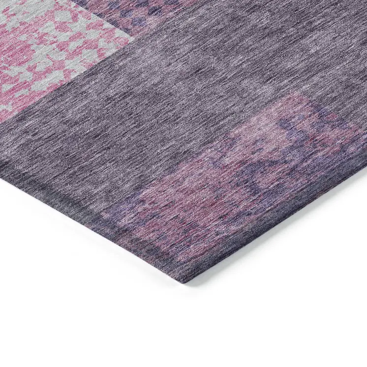 3' X 5' Purple Green And Pink Geometric Washable Indoor Outdoor Area Rug