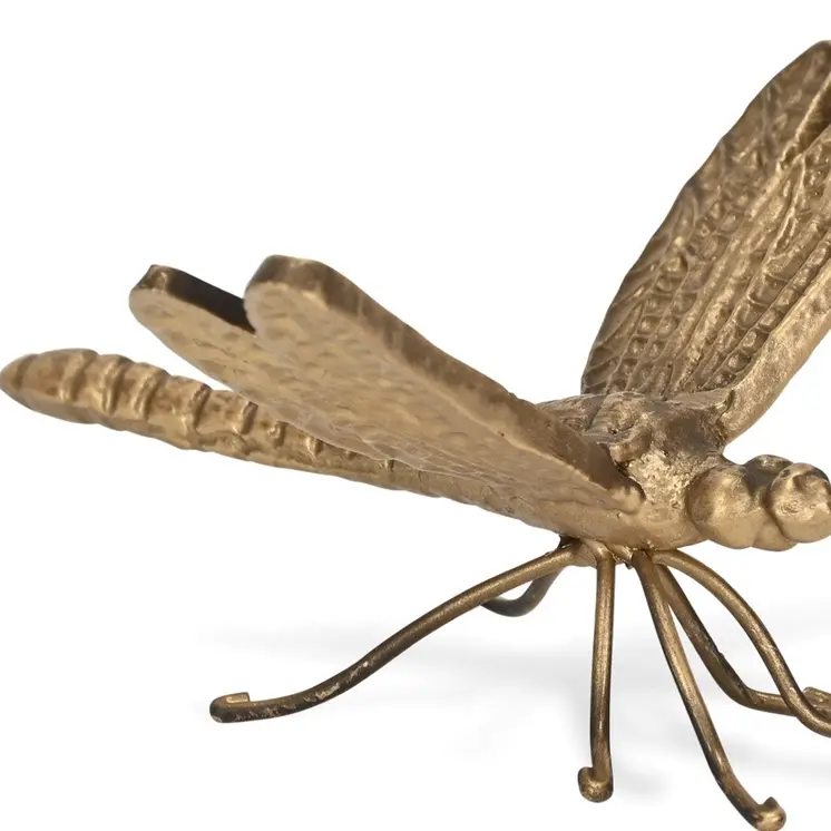 6" Antiqued Gold Cast Iron Dragonfly Figurine