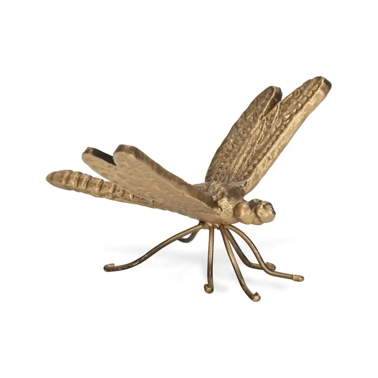 6" Antiqued Gold Cast Iron Dragonfly Figurine