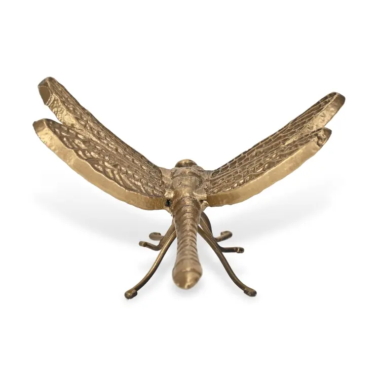 6" Antiqued Gold Cast Iron Dragonfly Figurine