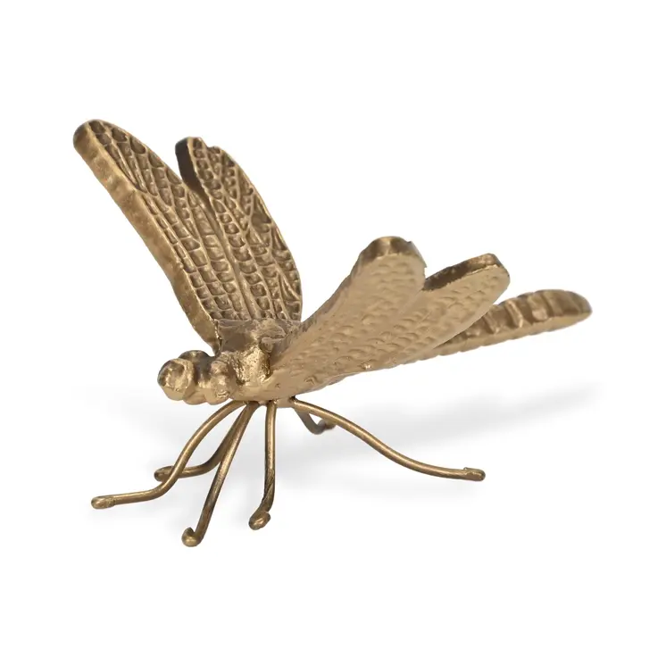 6" Antiqued Gold Cast Iron Dragonfly Figurine
