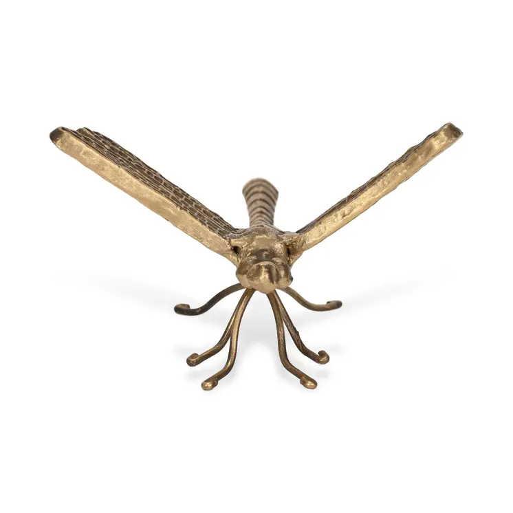 6" Antiqued Gold Cast Iron Dragonfly Figurine