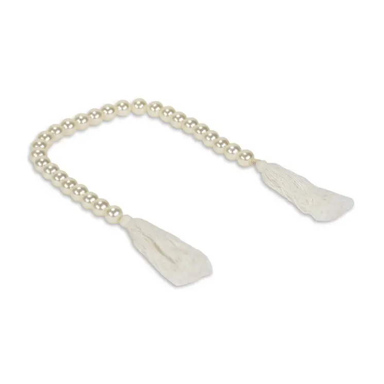 24" White Pearl Beads Decorative Tassel