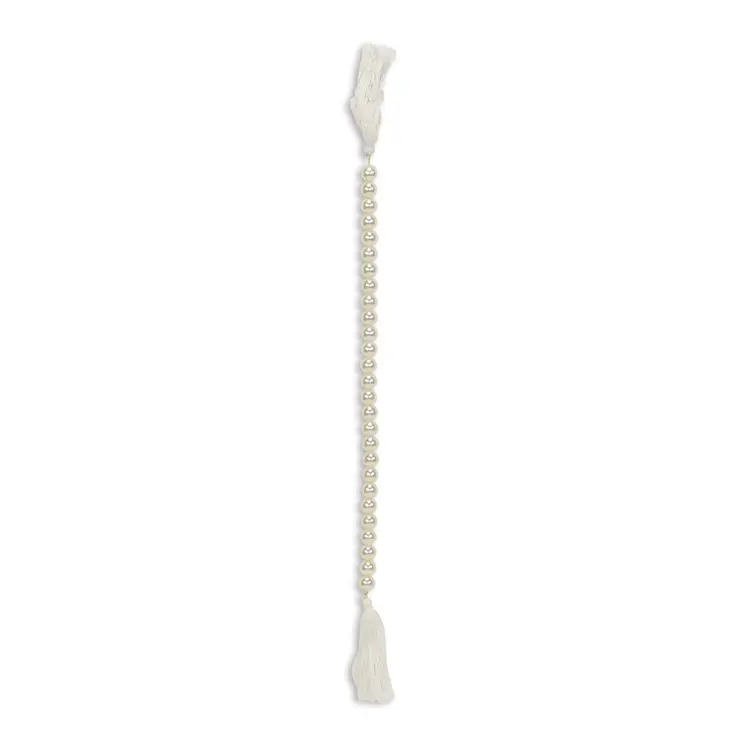 24" White Pearl Beads Decorative Tassel