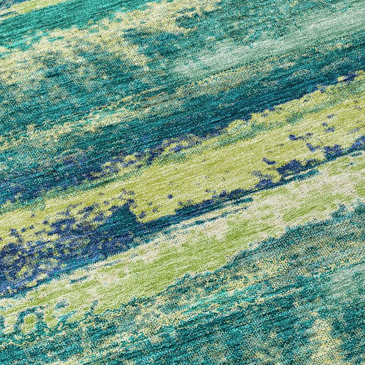 8' X 10' Emerald And Lime Green Abstract Washable Indoor Outdoor Area Rug