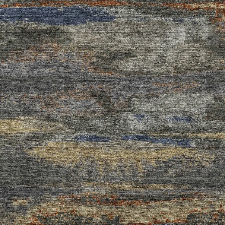 8' X 10' Graphite And Gray Abstract Washable Indoor Outdoor Area Rug