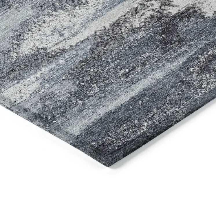 10' X 14' Gray And Silver Abstract Washable Indoor Outdoor Area Rug