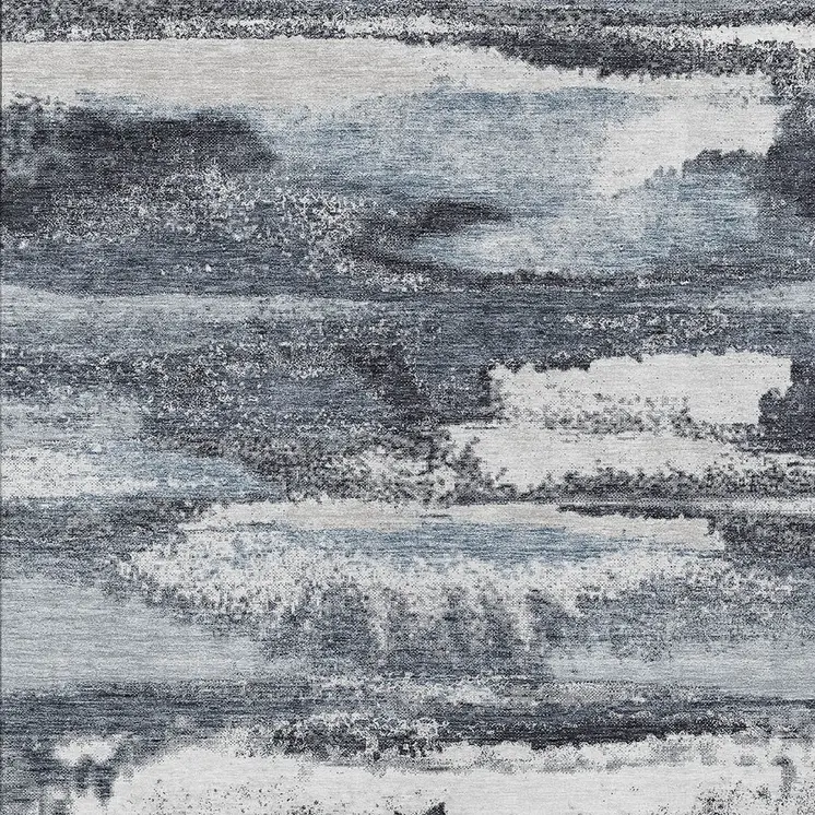 10' X 14' Gray And Silver Abstract Washable Indoor Outdoor Area Rug