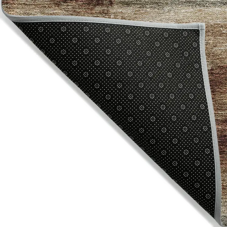 3' X 5' Brown Beige And Burgundy Abstract Washable Indoor Outdoor Area Rug