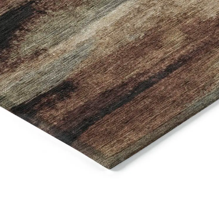 10' X 14' Brown Beige And Burgundy Abstract Washable Indoor Outdoor Area Rug