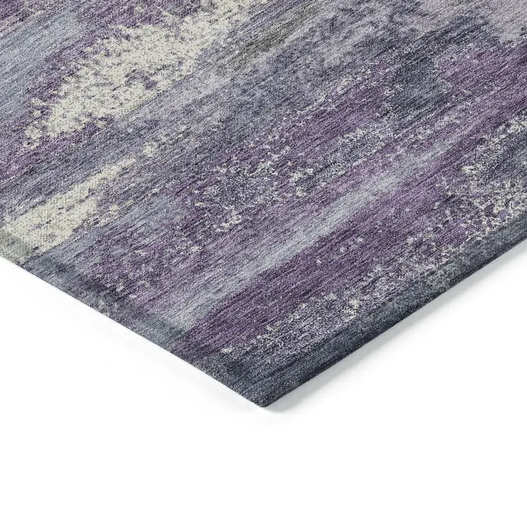3' X 5' Purple And Lavender Abstract Washable Indoor Outdoor Area Rug