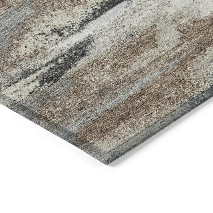 5' X 8' Taupe Beige And Ivory Abstract Washable Indoor Outdoor Area Rug