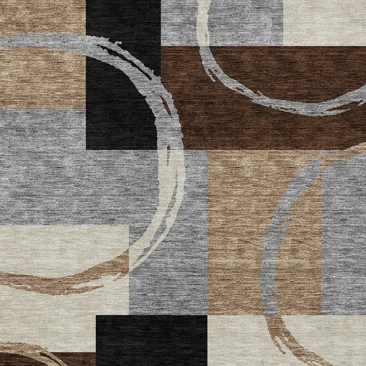 10' X 14' Pewter Gray And Black Geometric Washable Indoor Outdoor Area Rug
